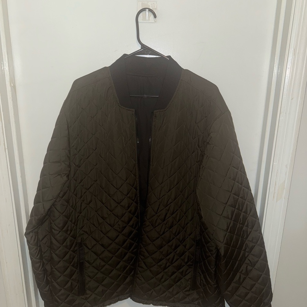 Black Quilted Bomber Jacket with Diamond Pattern reversible